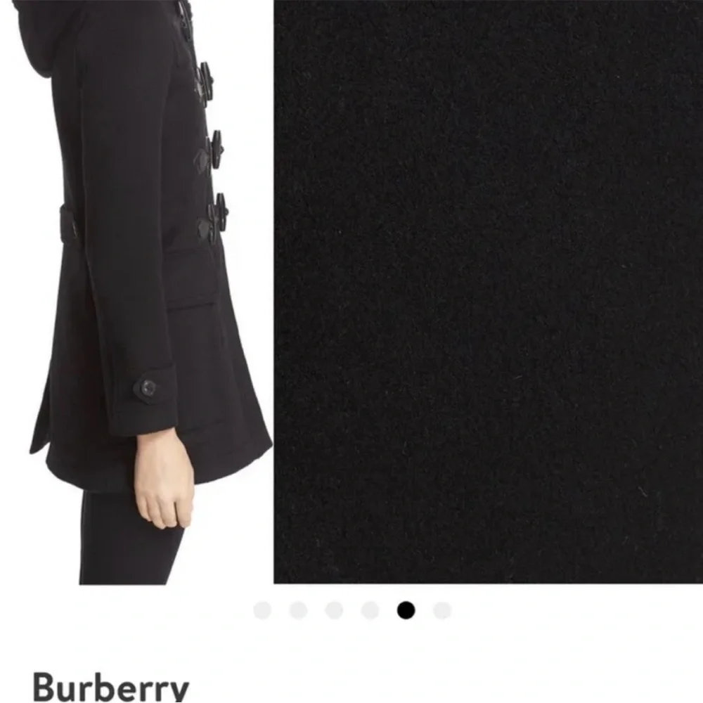 BURBERRY Brit “Blackwell' Wool Duffle Toggle Coat with hood Black size 6 - Picture 2 of 15